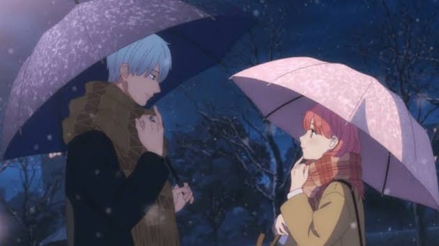 "A sign of affection" Yuki itose and Itsuomi Nagi with a umbrella face to face under the show night